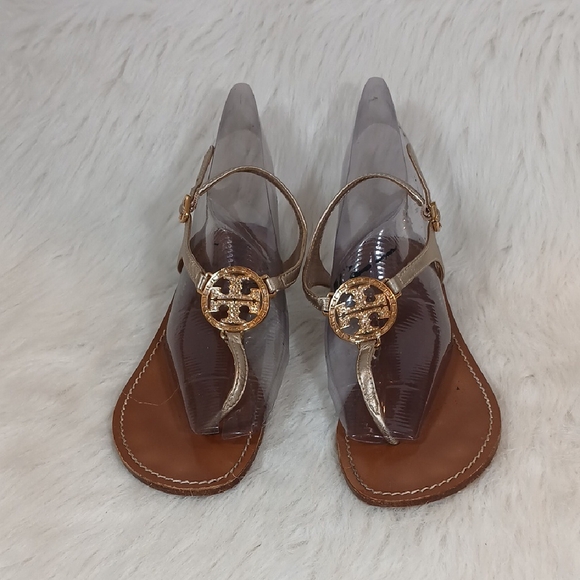 Tory Burch Shoes - Tory Burch Gold T-Strap  Sandals with Gold Accents Women Sz 7.5M